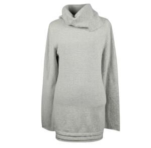 LA Made Cashmere Cowl Neck Tunic Sweater Grey Large
